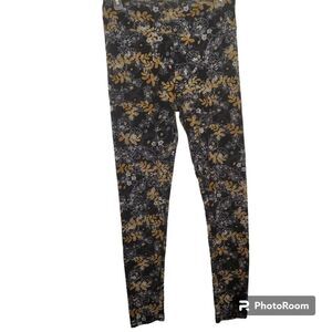 LuLaRoe Black and Gold Floral Leggings